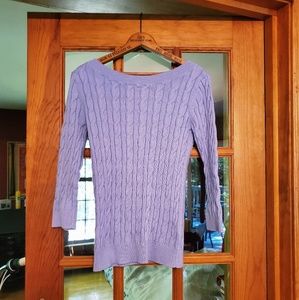M Lavender Cabled Scoop Neck Sweater 100% Cotton